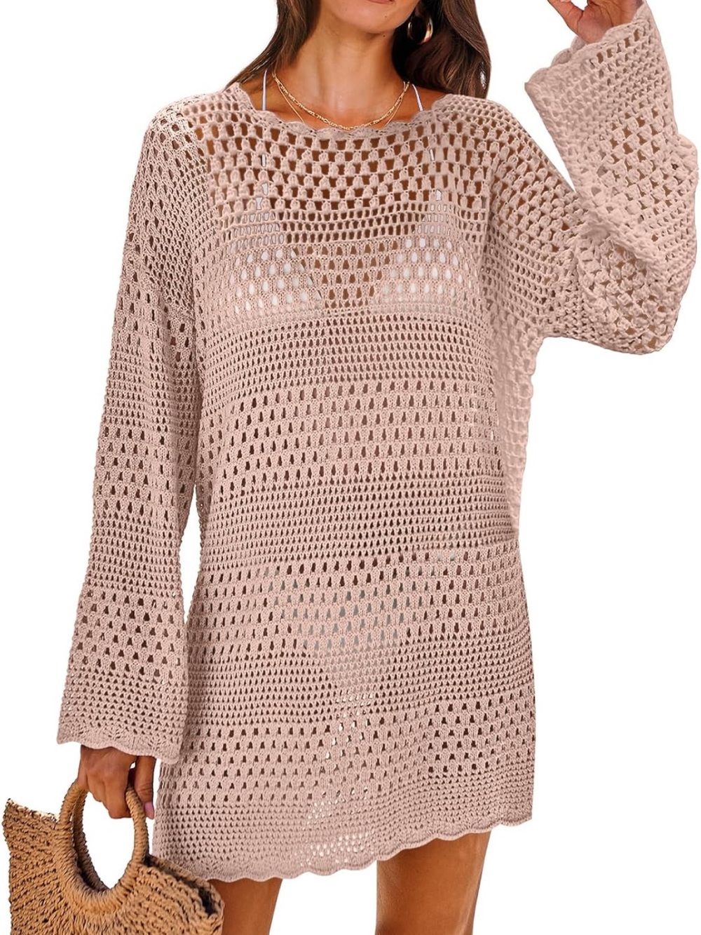 ANRABESS Women Swimsuit Crochet Swim Cover Up